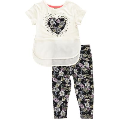 Mini girls floral t-shirt leggings outfit